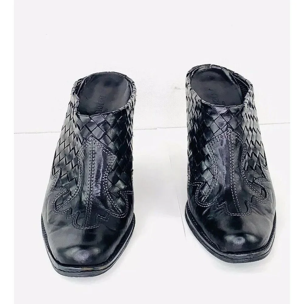 Sesto Meucci WESTERN Mules Black Woven Calf Italian Leather women EUR 36 - Picture 4 of 12